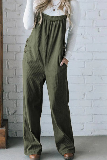 Square Neck Wide Strap Overalls-Nordavory