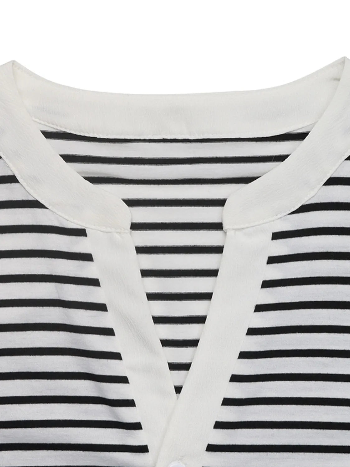 Striped Notched Short Sleeve T-Shirt-Nordavory