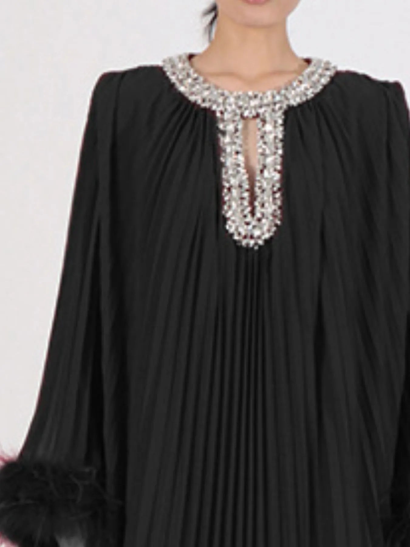 Rhinestone Long Sleeve Maxi Dress-Nordavory