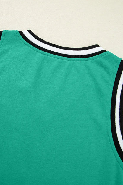 Color Contrast Trim V Neck Shift Sleeveless Mini Dress-Nordavory