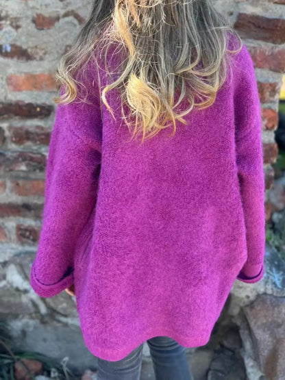 Open Front Long Sleeve Fluffy Jacket-Nordavory