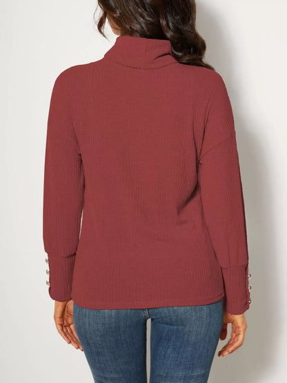 Ribbed Knit Turtleneck Sweater-Nordavory