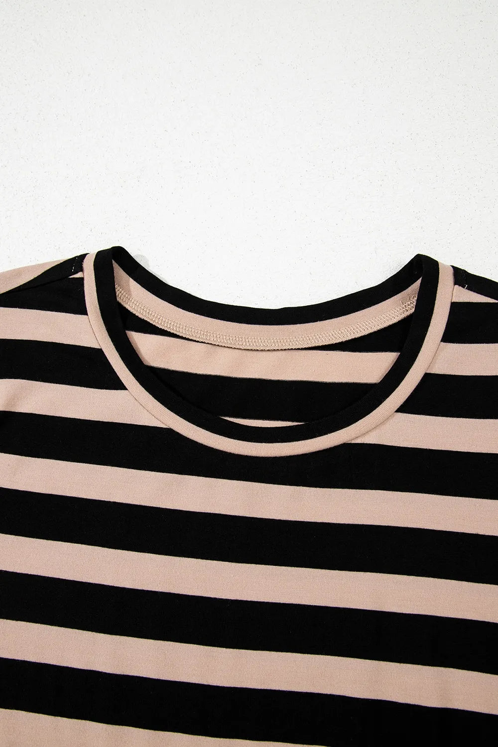 Stripe Casual Round Neck Tee Dress with Pockets-Nordavory