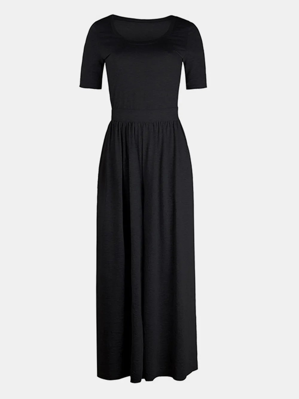 Scoop Neck Short Sleeve Jumpsuit-Nordavory