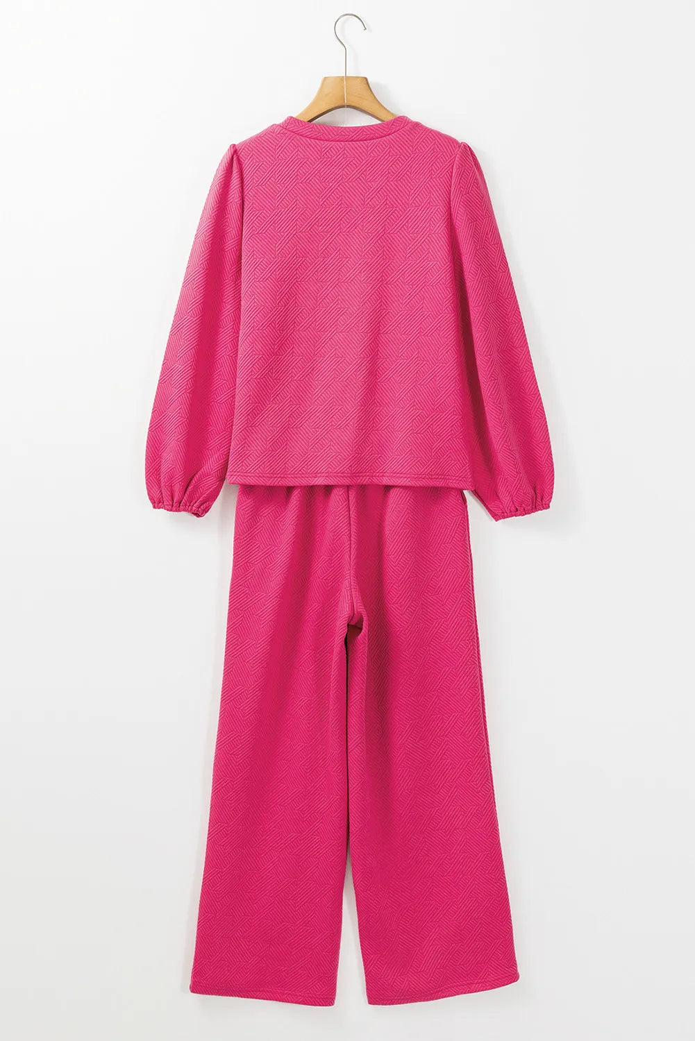 Round Neck Long Sleeve Top and Pants Set-Nordavory