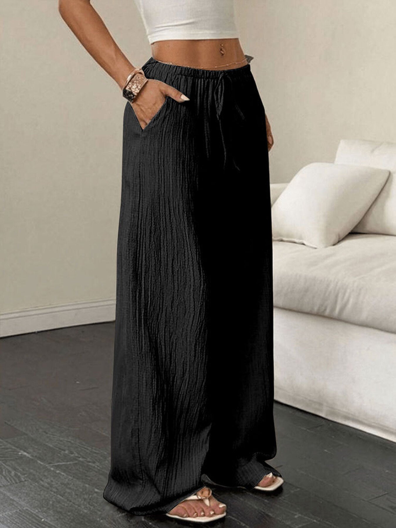 Tied Wide Leg Pants-Nordavory