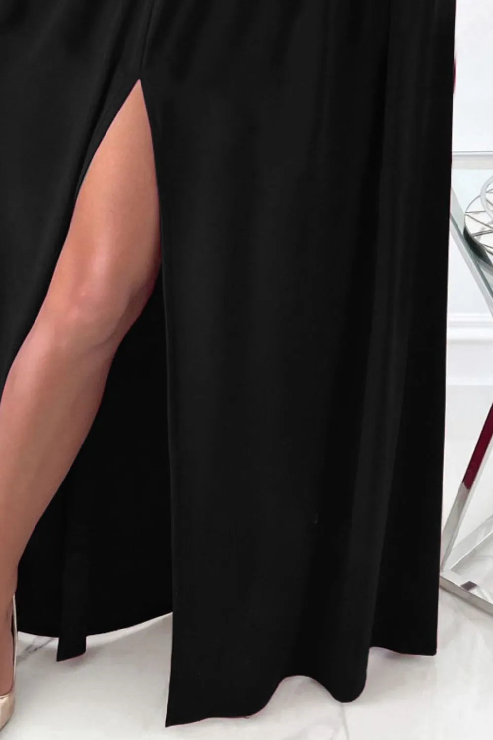 Slit Surplice Long Sleeve Maxi Dress-Nordavory