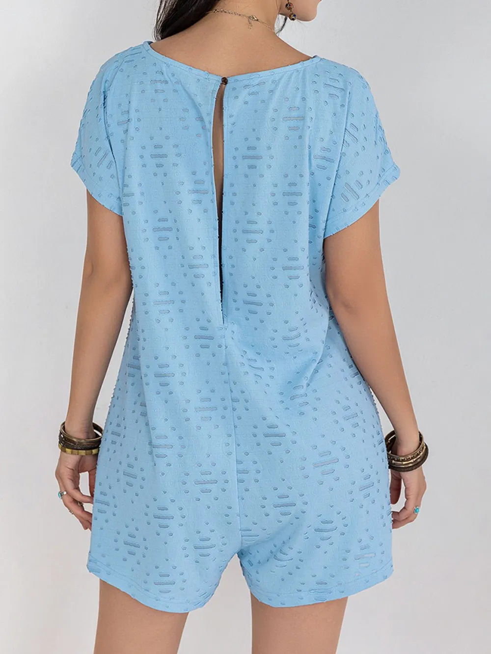 Round Neck Short Sleeve Romper-Nordavory