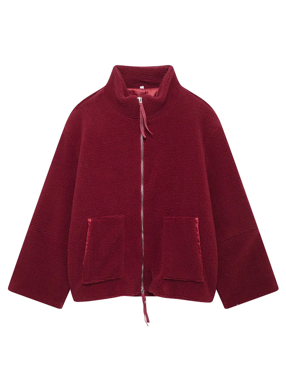 Turtleneck Zip Up Long Sleeve Plush Jacket-Nordavory