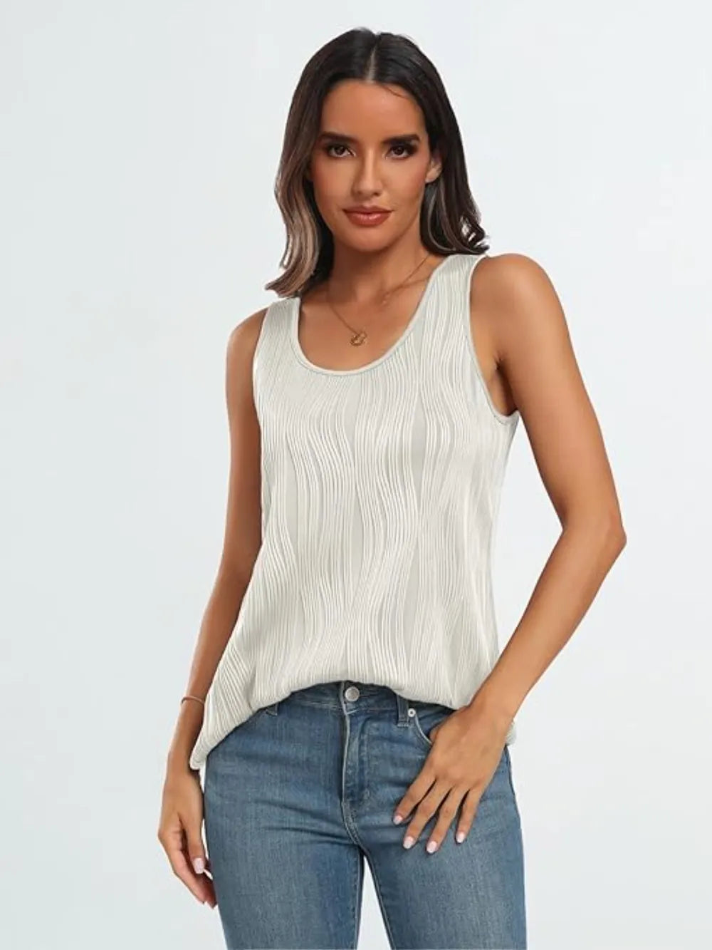 Round Neck Wide Strap Tank-Nordavory