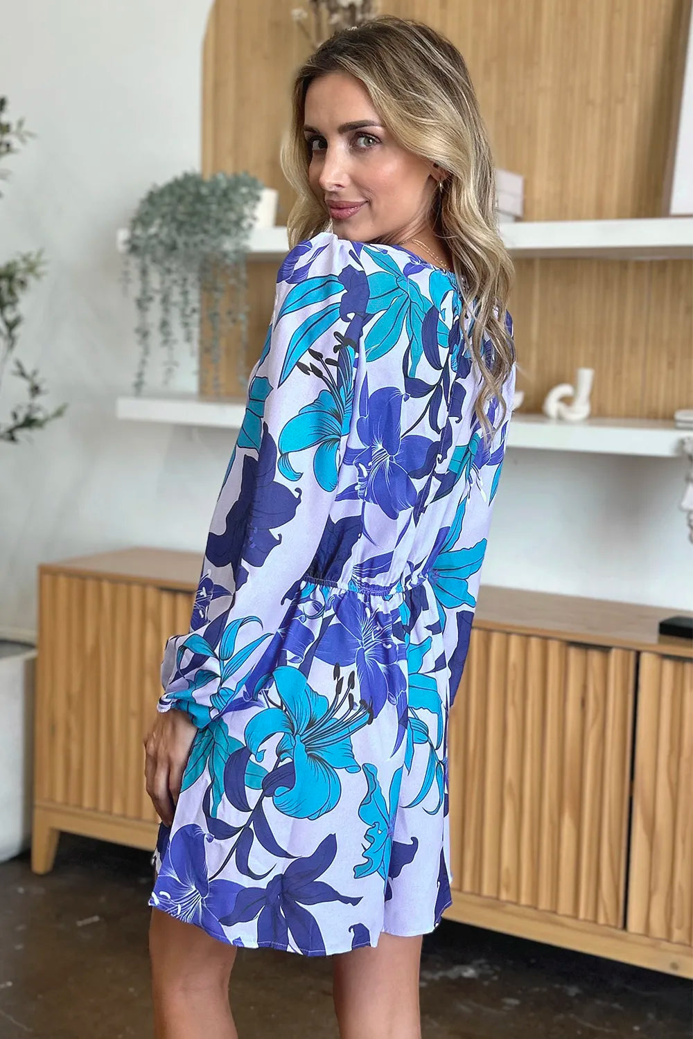 Double Take Full Size Floral Long Sleeve Romper with Pockets-Nordavory