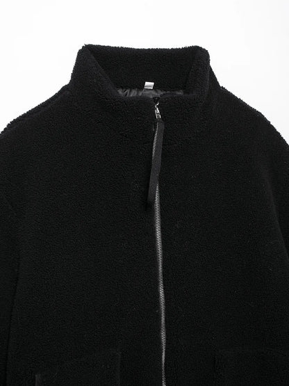 Turtleneck Zip Up Long Sleeve Plush Jacket-Nordavory