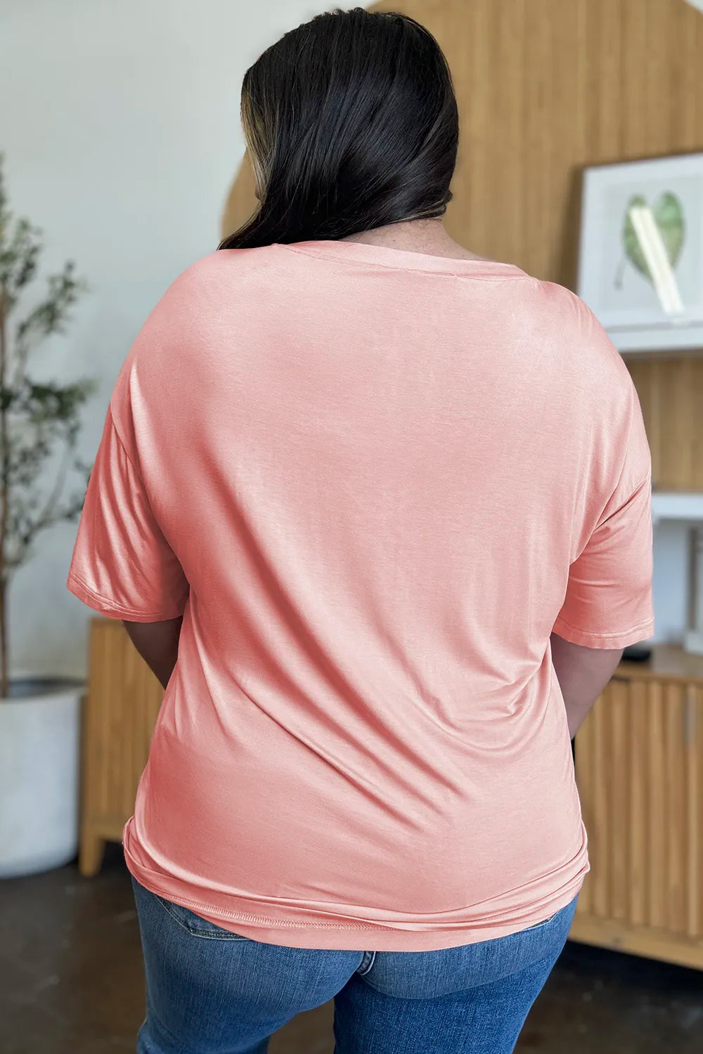 Basic Bae Full Size Bamboo V-Neck Drop Shoulder T-Shirt-Nordavory