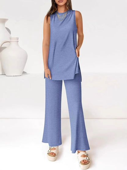 Round Neck Tank and Pants Set-Nordavory