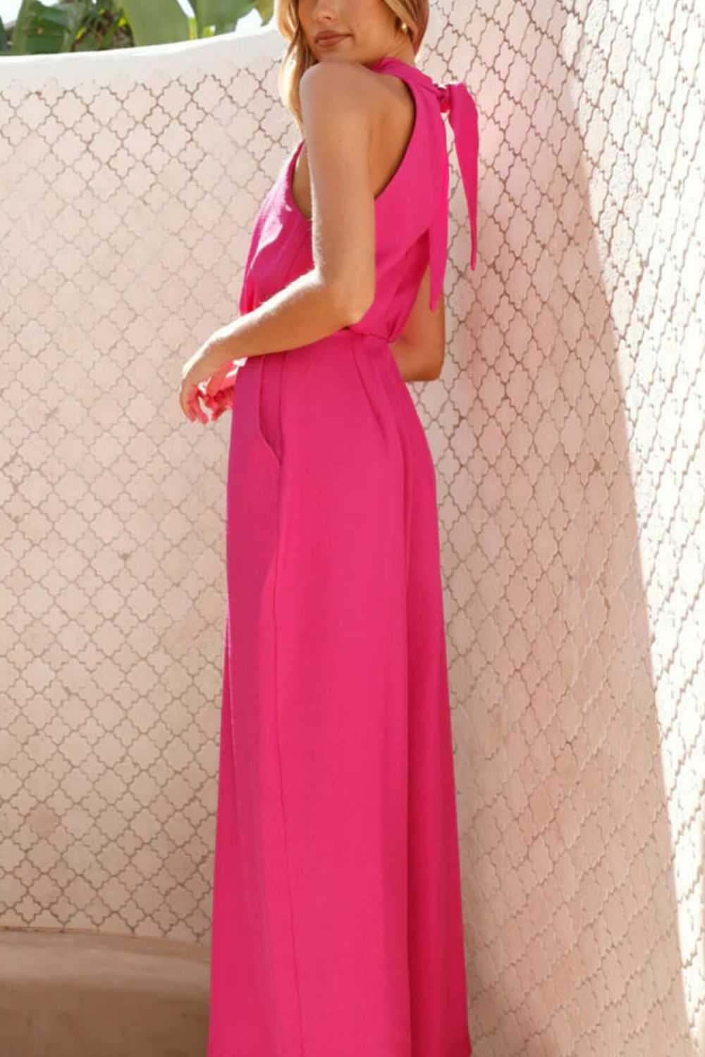 Cutout Sleeveless Wide Leg Jumpsuit-Nordavory