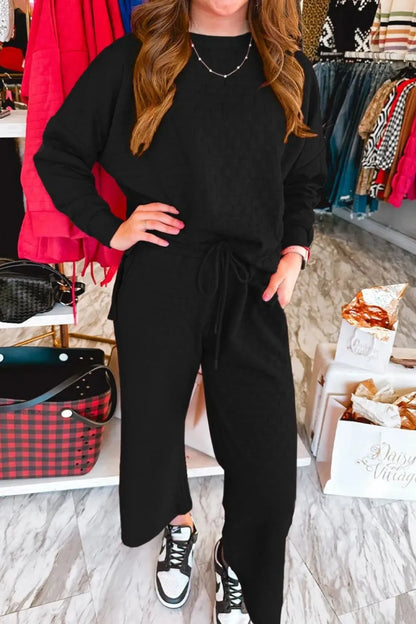 High-Low Round Neck Top and Pants Set-Nordavory