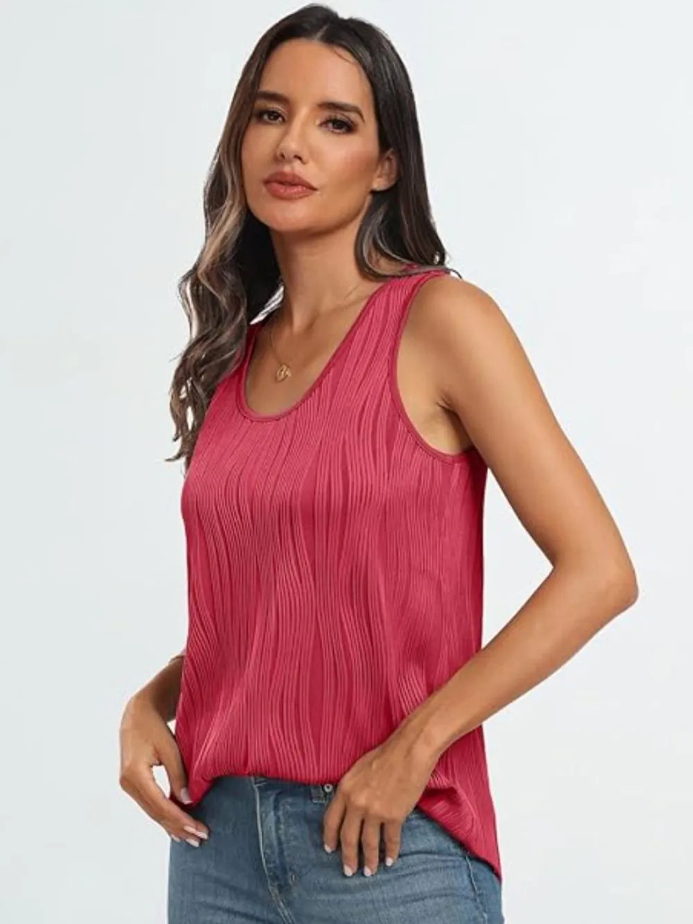 Round Neck Wide Strap Tank-Nordavory