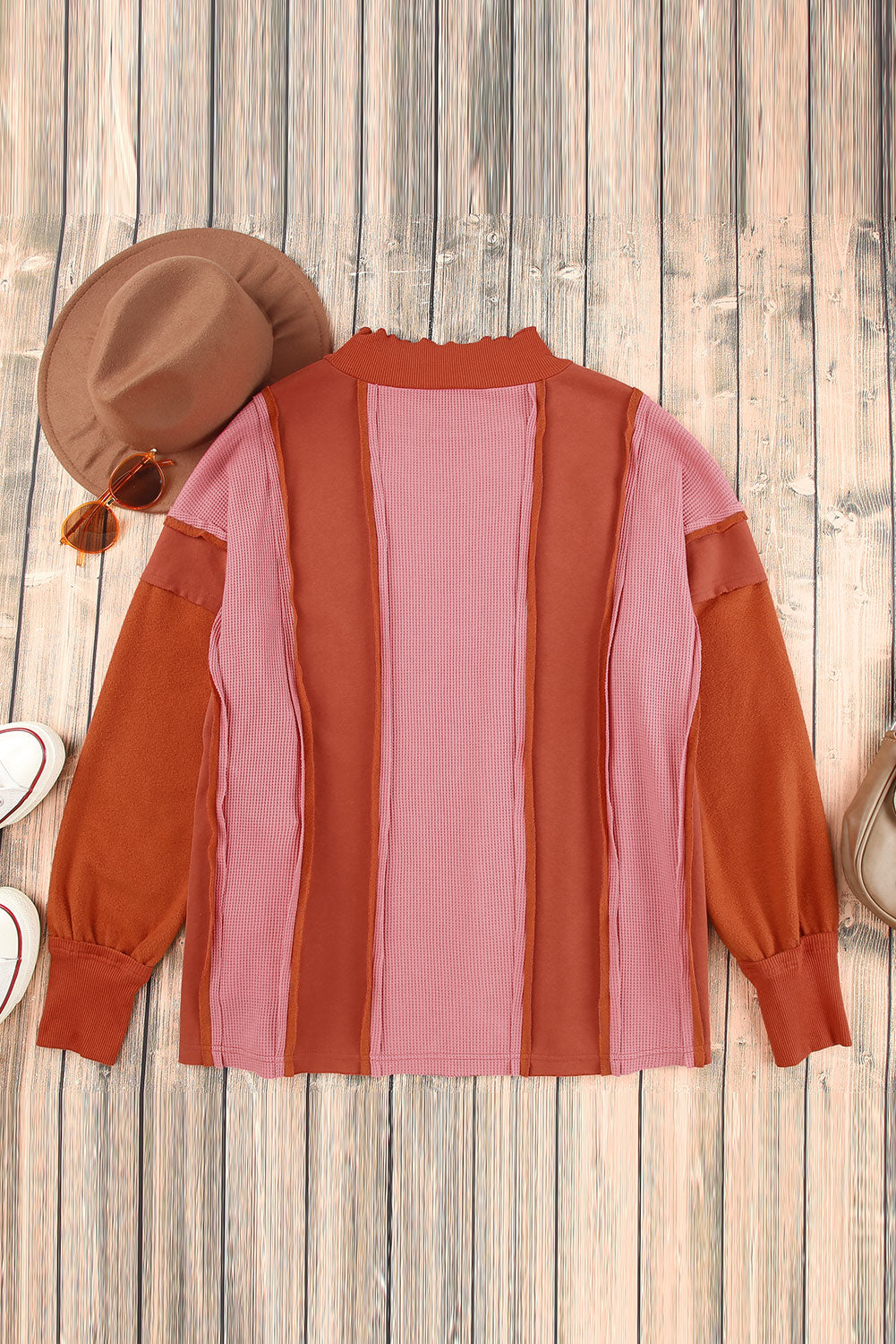 Color Block Exposed Seam Top-Nordavory