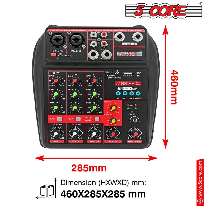 5 Core Audio Mixer 4 Channel DJ Equipment with Bluetooth USB Sound Audio & Video nordavory