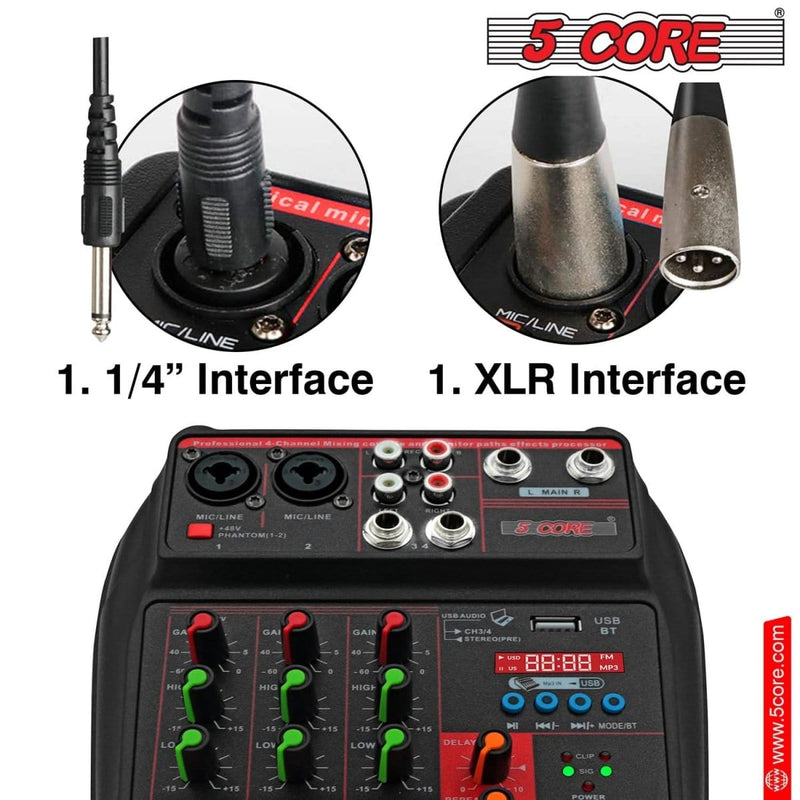 5 Core Audio Mixer 4 Channel DJ Equipment with Bluetooth USB Sound Audio & Video nordavory