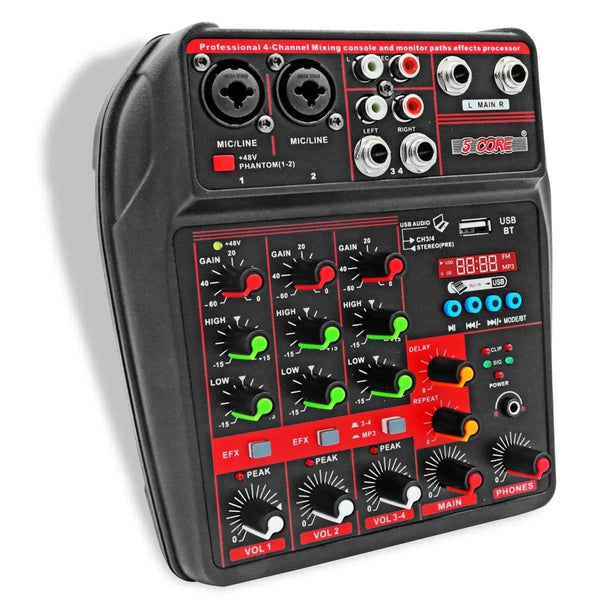 5 Core Audio Mixer 4 Channel DJ Equipment with Bluetooth USB Sound Audio & Video nordavory