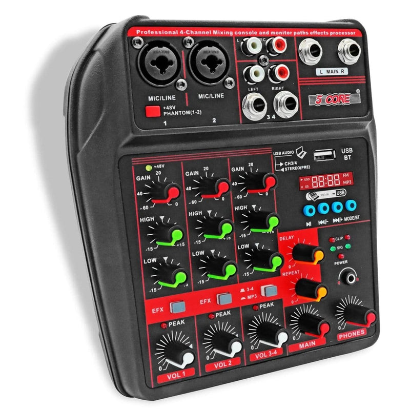 5 Core Audio Mixer 4 Channel DJ Equipment with Bluetooth USB Sound Audio & Video nordavory