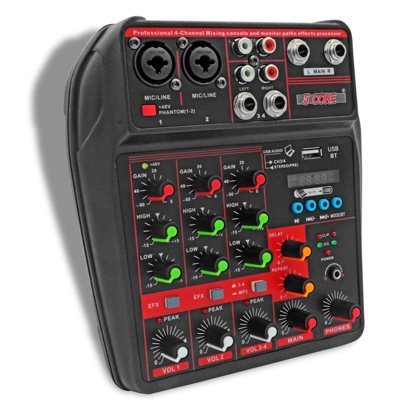 5 Core Audio Mixer 4 Channel DJ Equipment with Bluetooth USB Sound Audio & Video nordavory