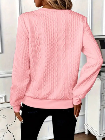 Texture Half Zip Long Sleeve Sweatshirt-Nordavory