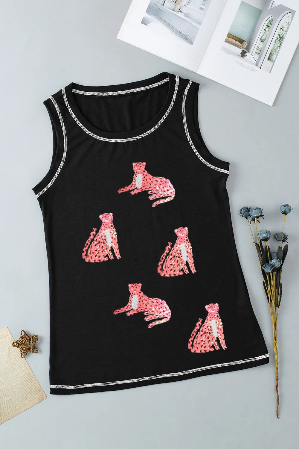 Leopard Round Neck Tank-Nordavory