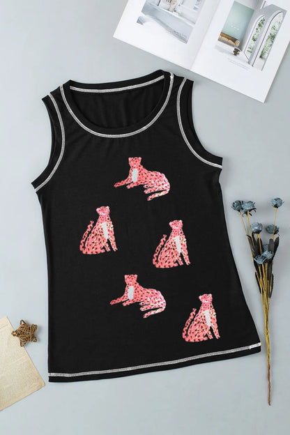 Leopard Round Neck Tank-Nordavory