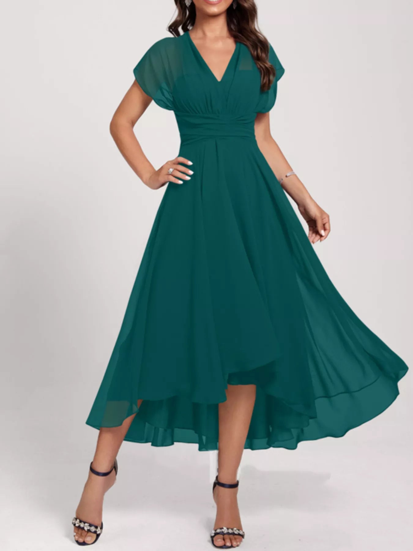 Ruched A-Line Midi Dress-Nordavory