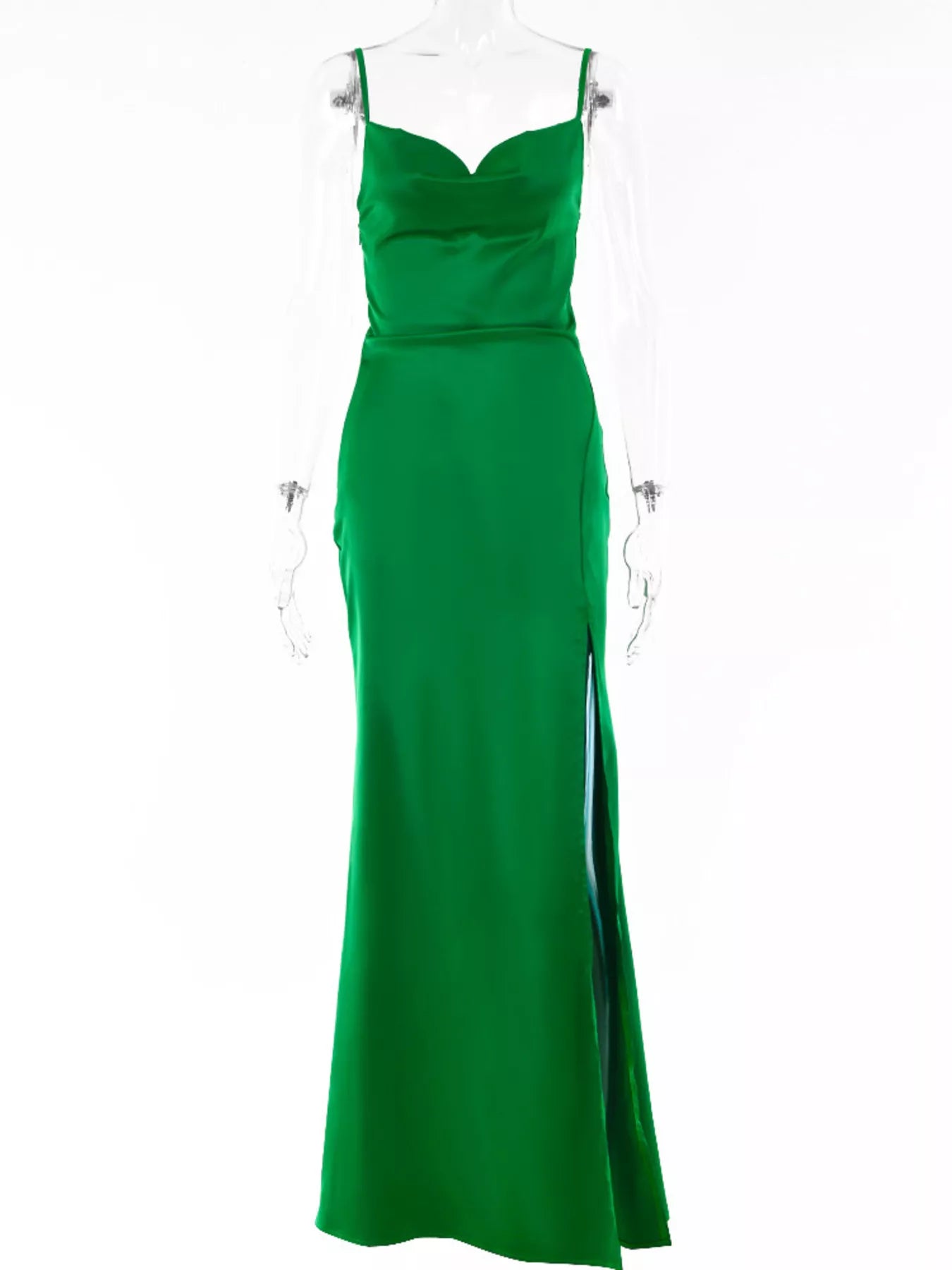 Ruched Split Spaghetti Strap Maxi Dress-Nordavory
