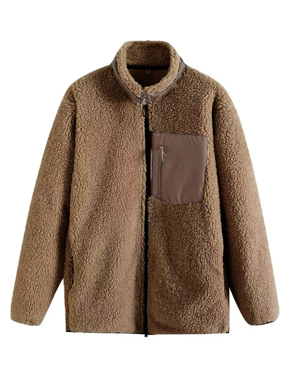 Zip Up Long Sleeve Plush Jacket-Nordavory