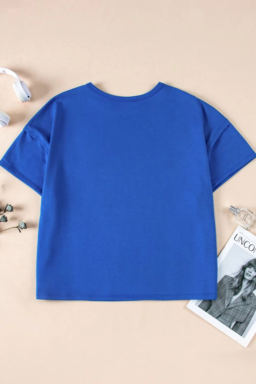 Patched Pocket Exposed Seam Oversize T-shirt-Nordavory