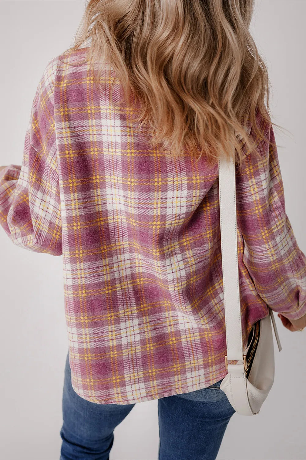 Plaid Collared Neck Button Up Shacket-Nordavory