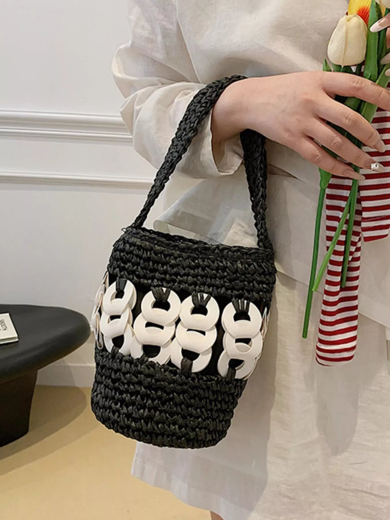 Woven Bucket Handbag – image 5