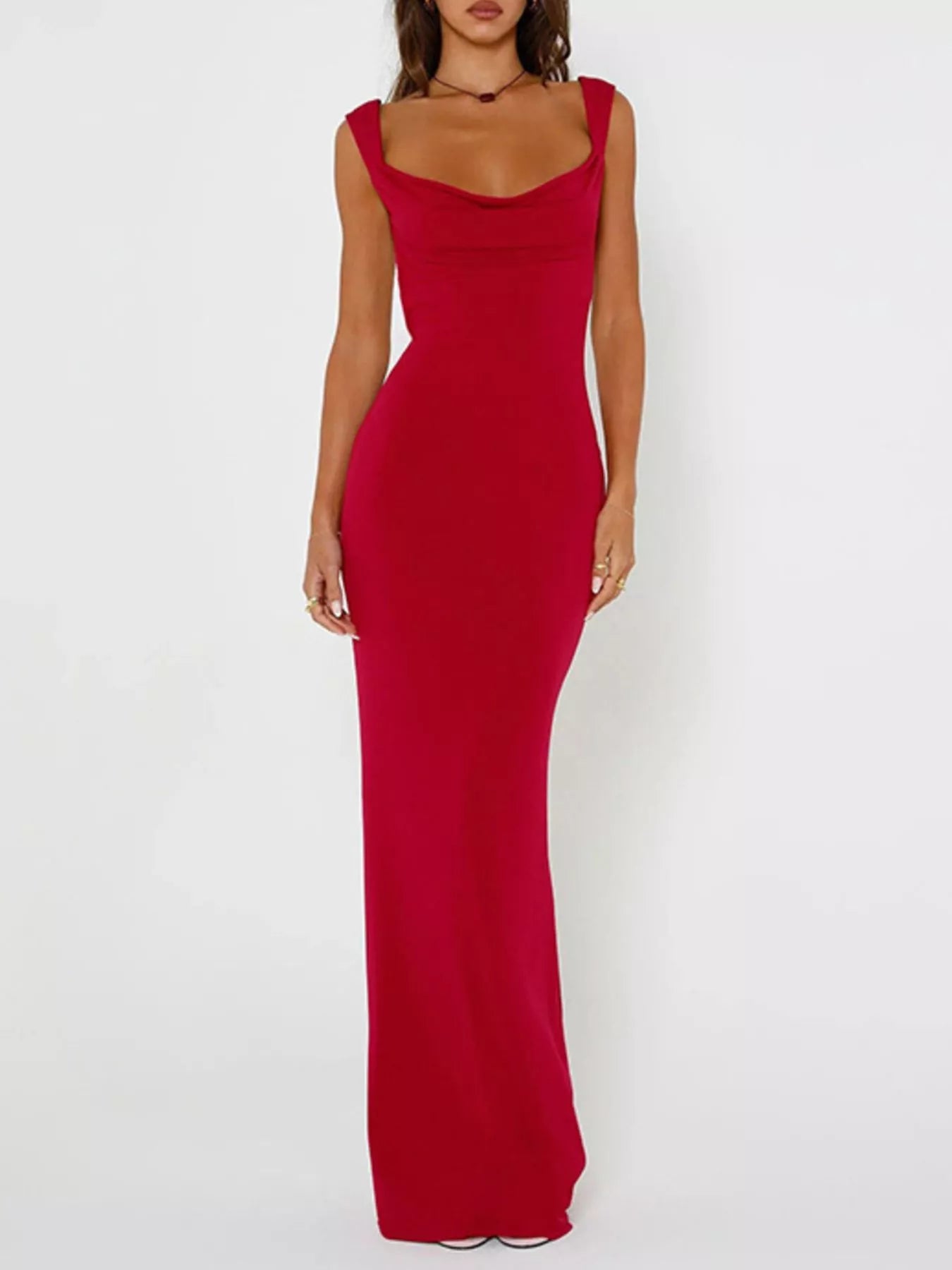Backless Wide Strap Maxi Dress-Nordavory
