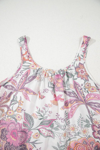 Multicolour Floral Tie Neck Sleeveless Mini Dress-Nordavory