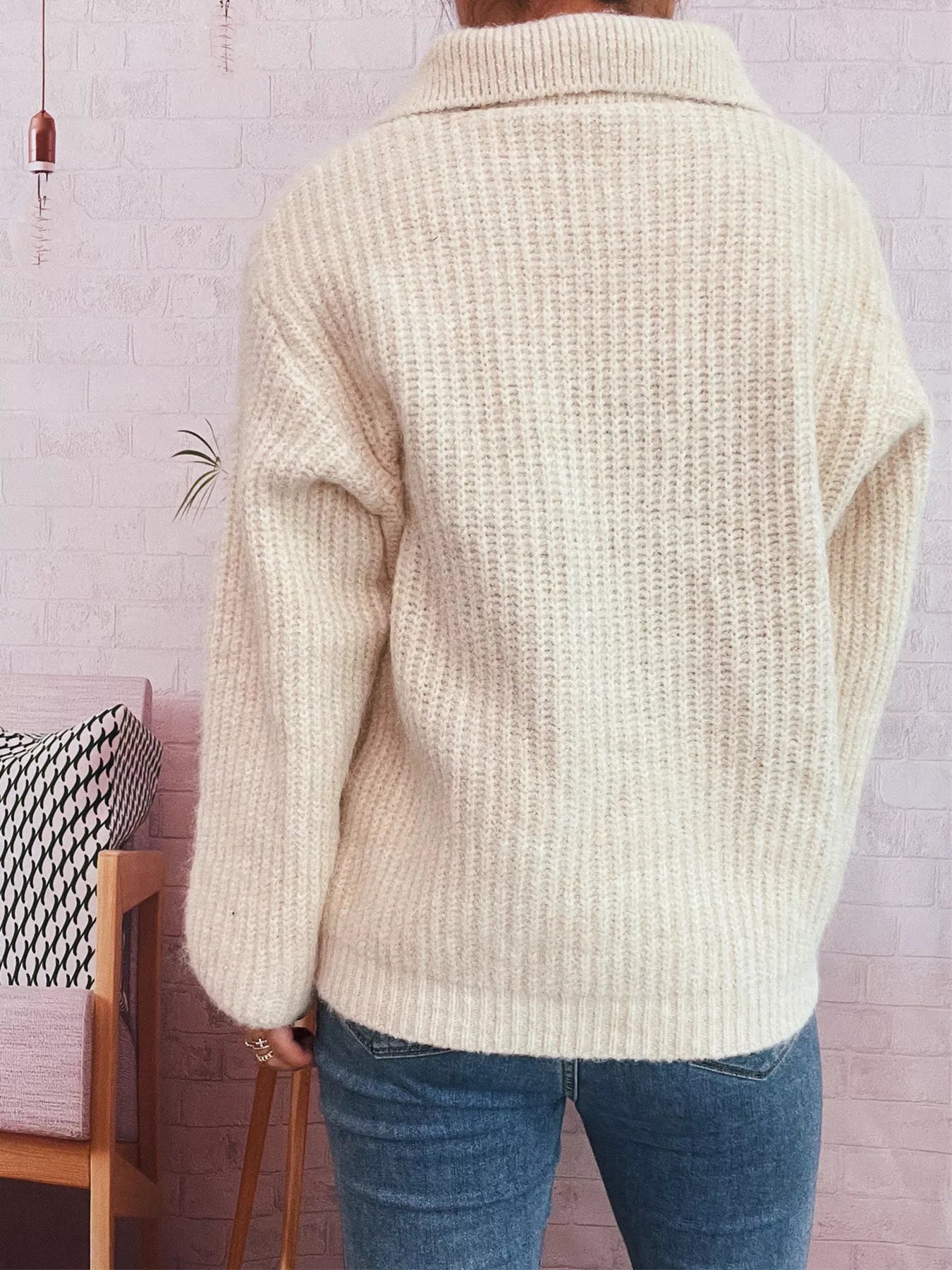 Lace Up Long Sleeve Sweater-Nordavory