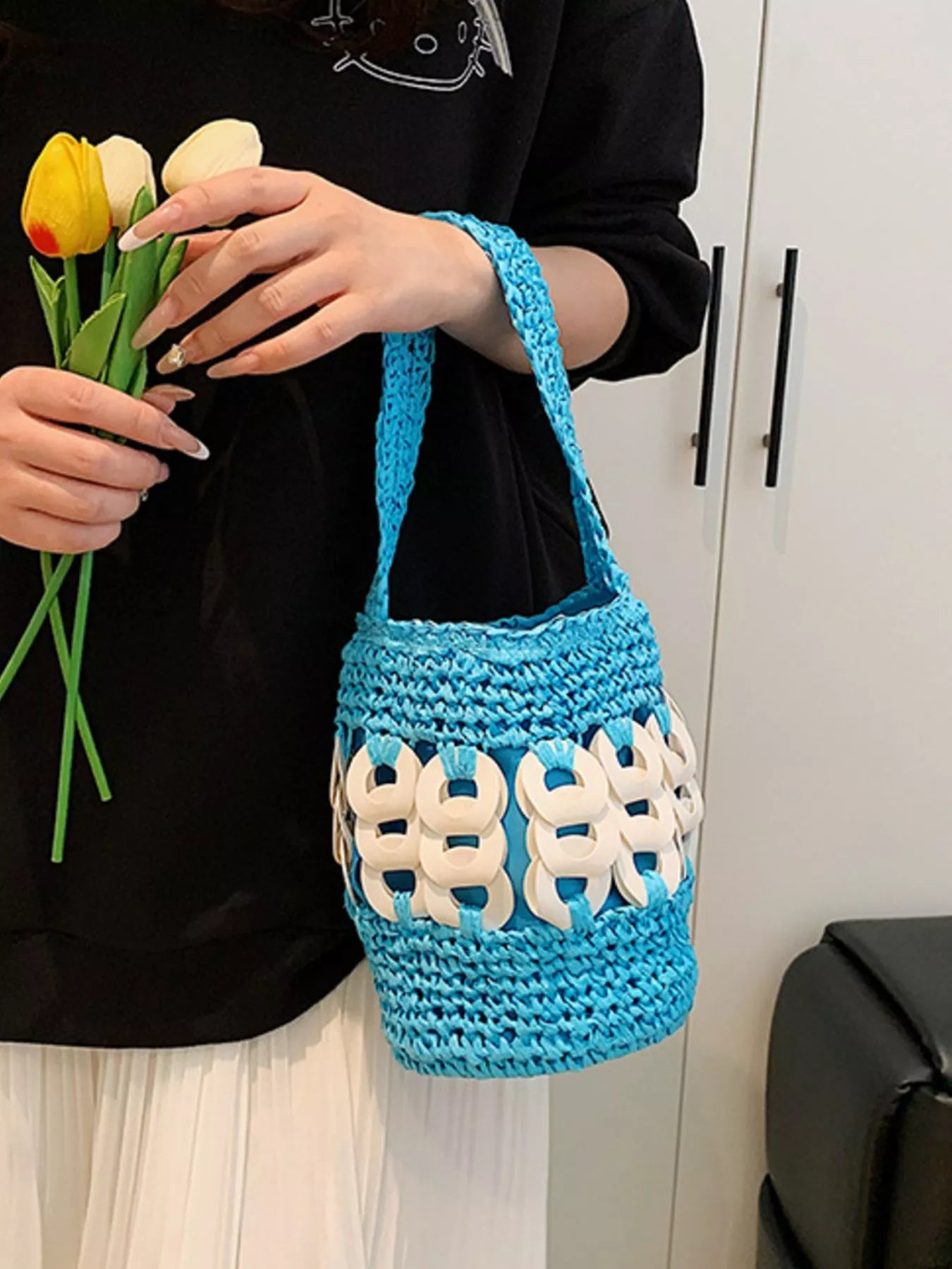 Woven Bucket Handbag – image 8