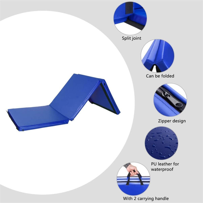 55"x24"x1.2" Tri-fold Gymnastics Yoga Mat with Hand Buckle Fitness & wellness nordavory