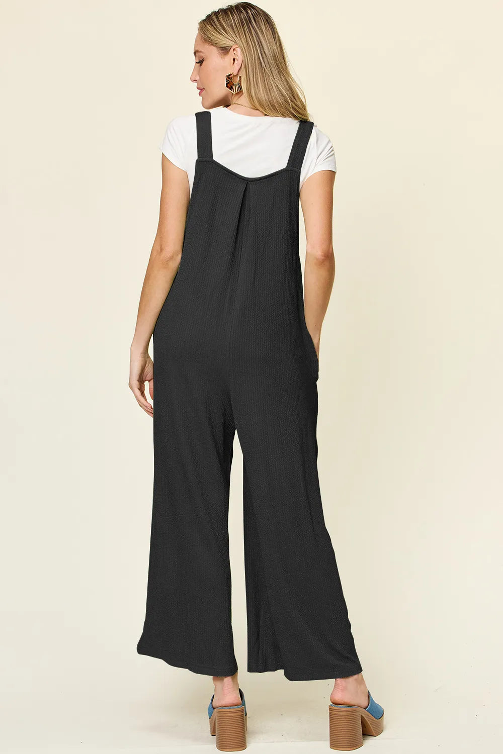 Double Take Full Size Texture Sleeveless Wide Leg Overall-Nordavory