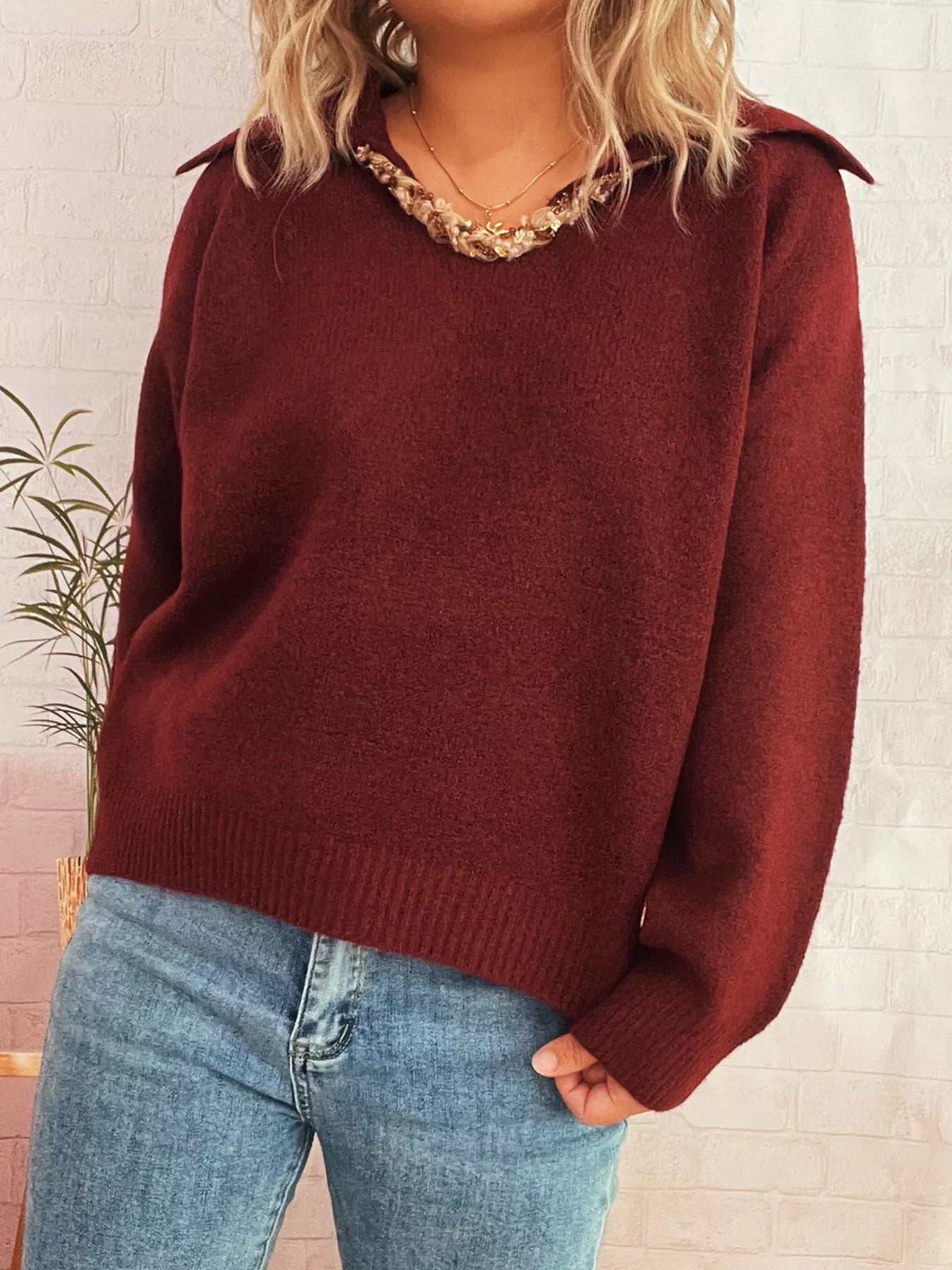 Ribbed Hem Raglan Sleeve Sweater-Nordavory