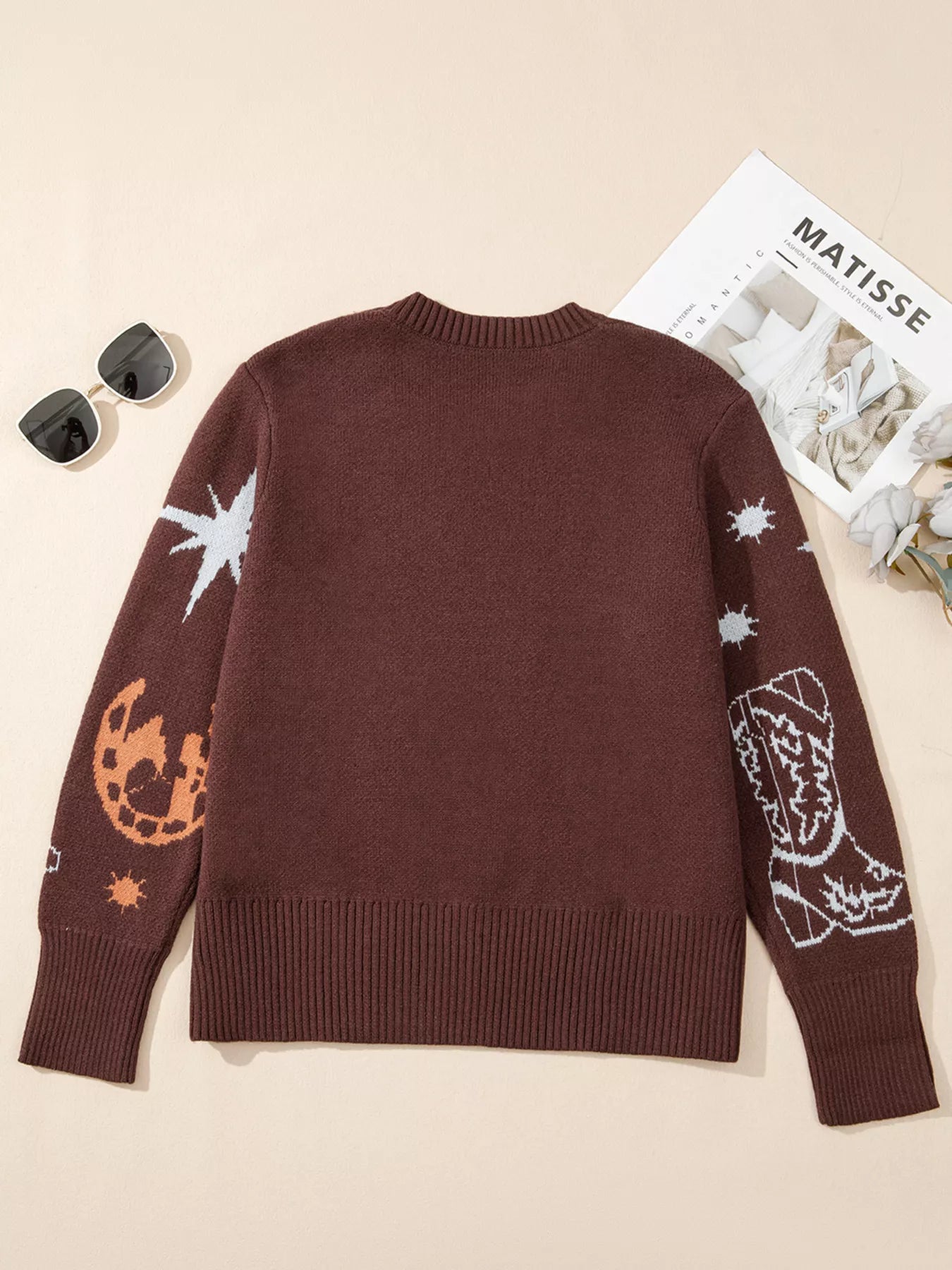 Cowgirl Round Neck Casual Sweater-Nordavory