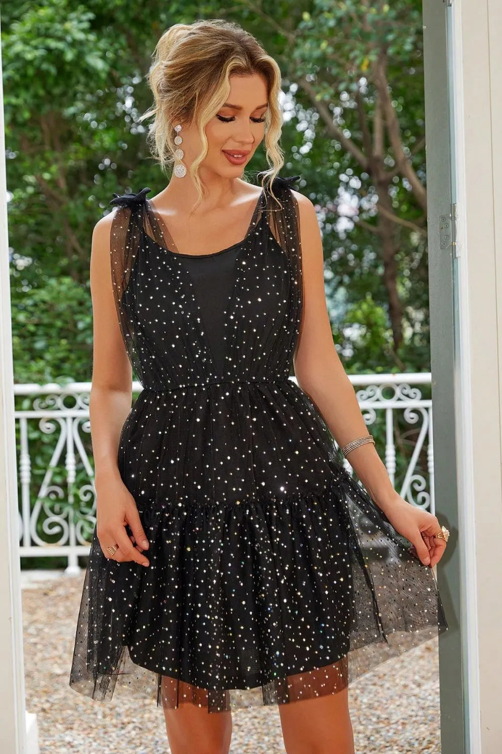 Tied Scoop Neck Mini Cami Dress-Nordavory