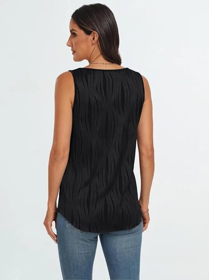 Round Neck Wide Strap Tank-Nordavory