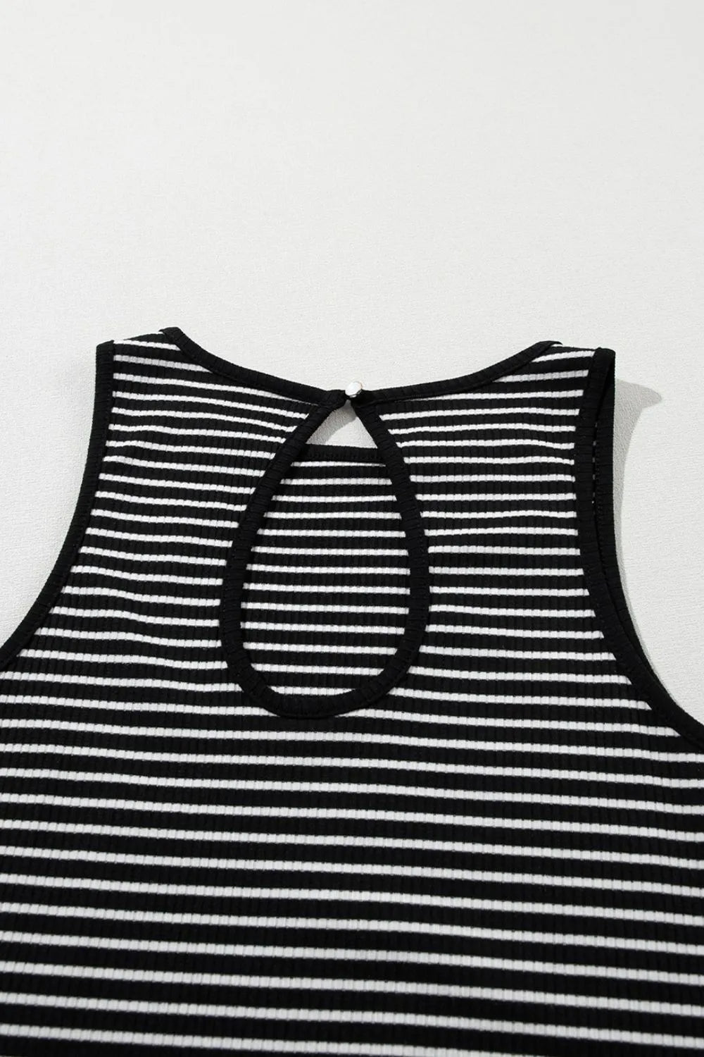 Striped Ribbed Round Neck Tank-Nordavory
