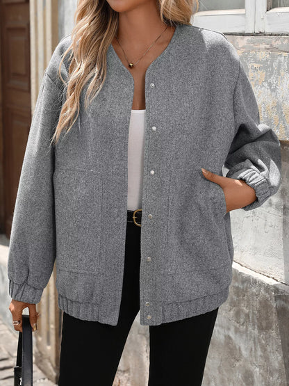 Snap Down Dropped Shoulder Jacket-Nordavory