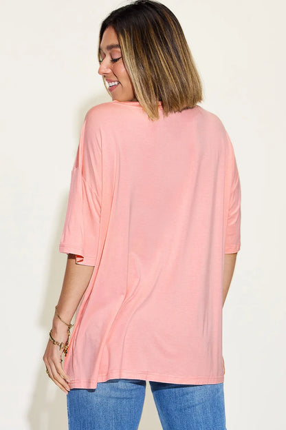 Basic Bae Full Size Bamboo V-Neck Drop Shoulder T-Shirt-Nordavory