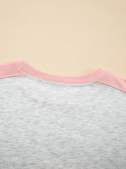 Color Block Long Sleeve Sweatshirt and Shorts Set-Nordavory